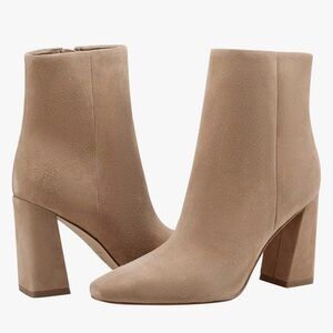 Chic Suede Ankle Booties in Tan